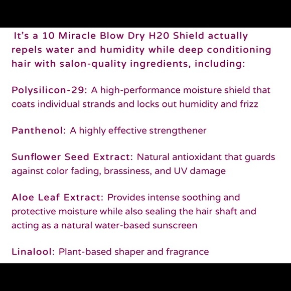 NWOT It’s a 10 Haircare IT'S A 10 MIRACLE BLOW DRY H20 SHIELD 2 oz - Picture 3 of 8